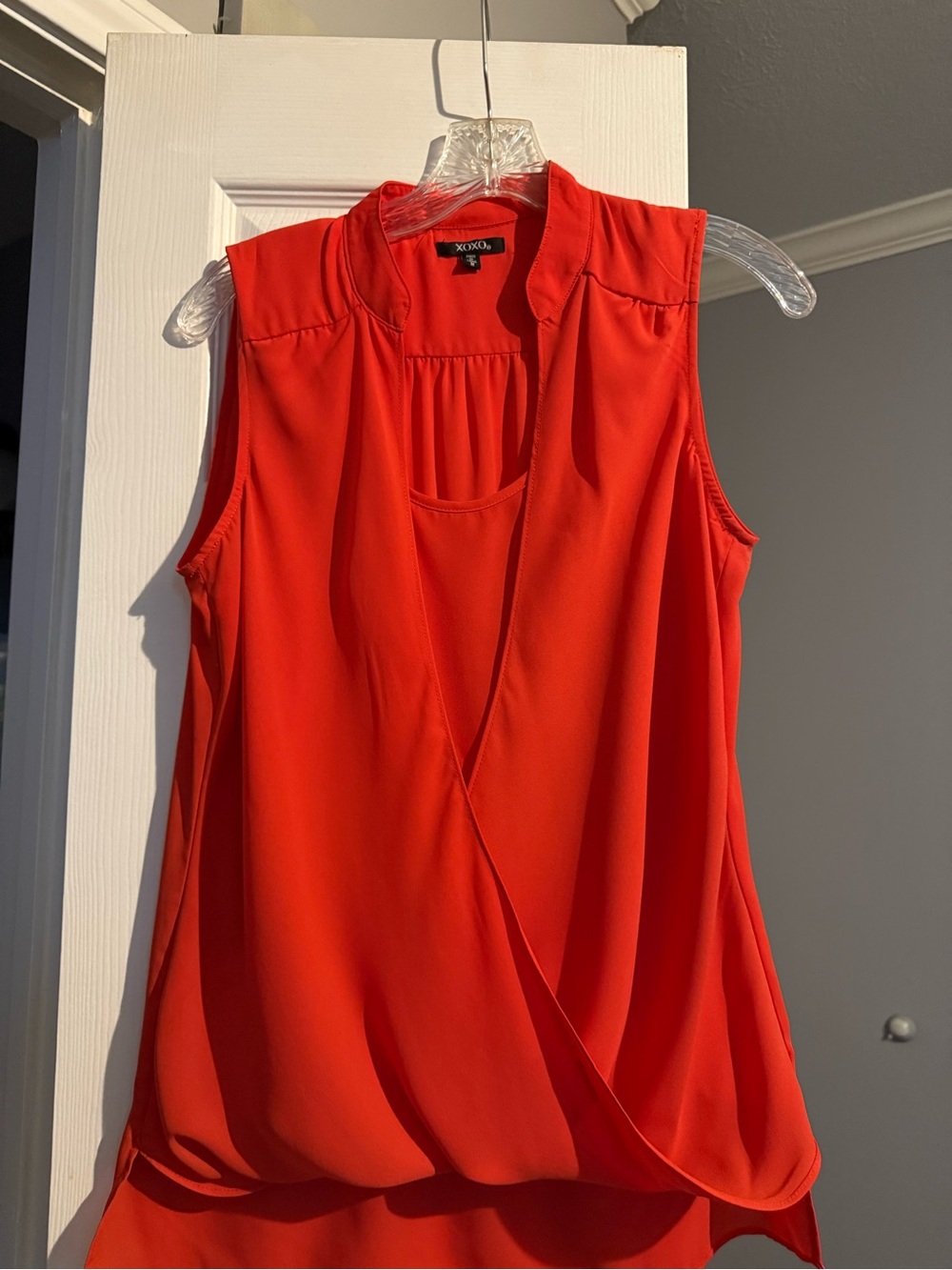 XOXO Bright Red Sleeveless Surplice Camisole